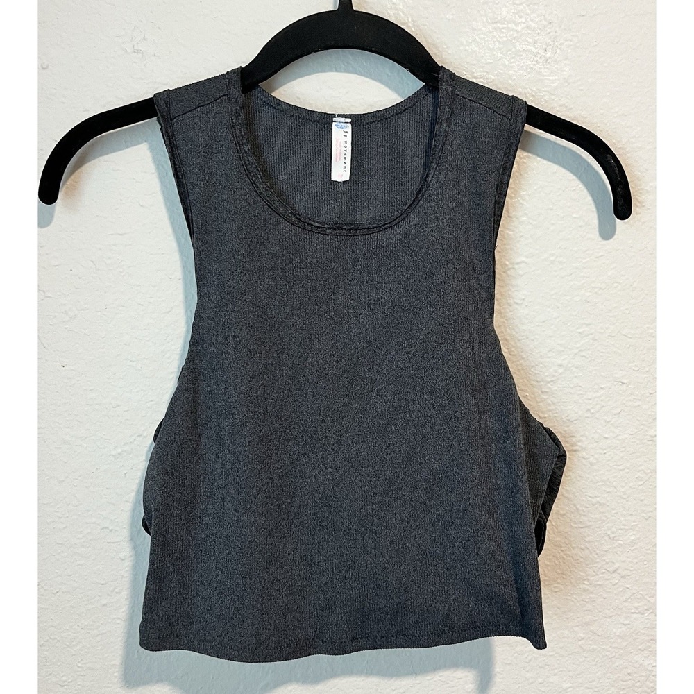 Free People Movement Tank Top Size Small Dark Gray Criss Cross Back Athletic